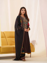 Women Ethnic Motifs Embroidered Kurta With Trousers & Dupatta-MLWSHKS4300BLK